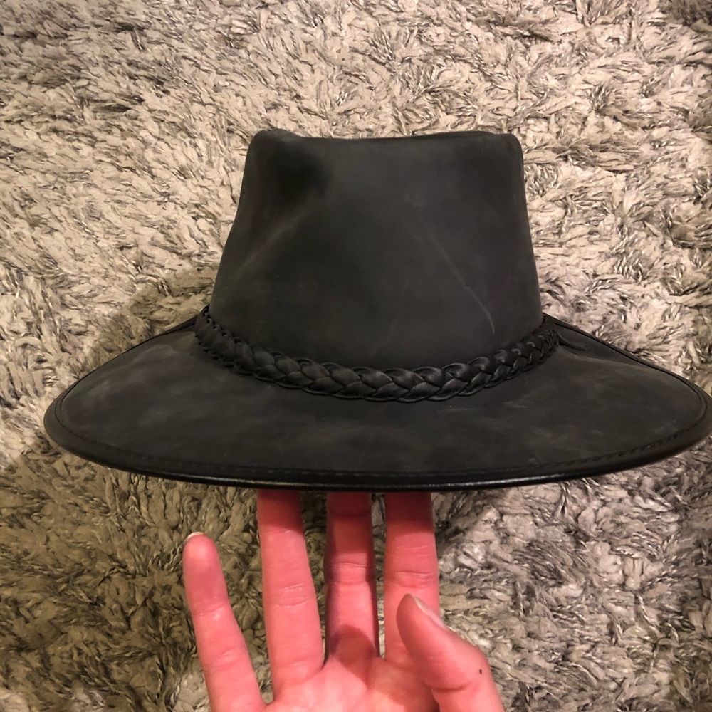 Leather black hat